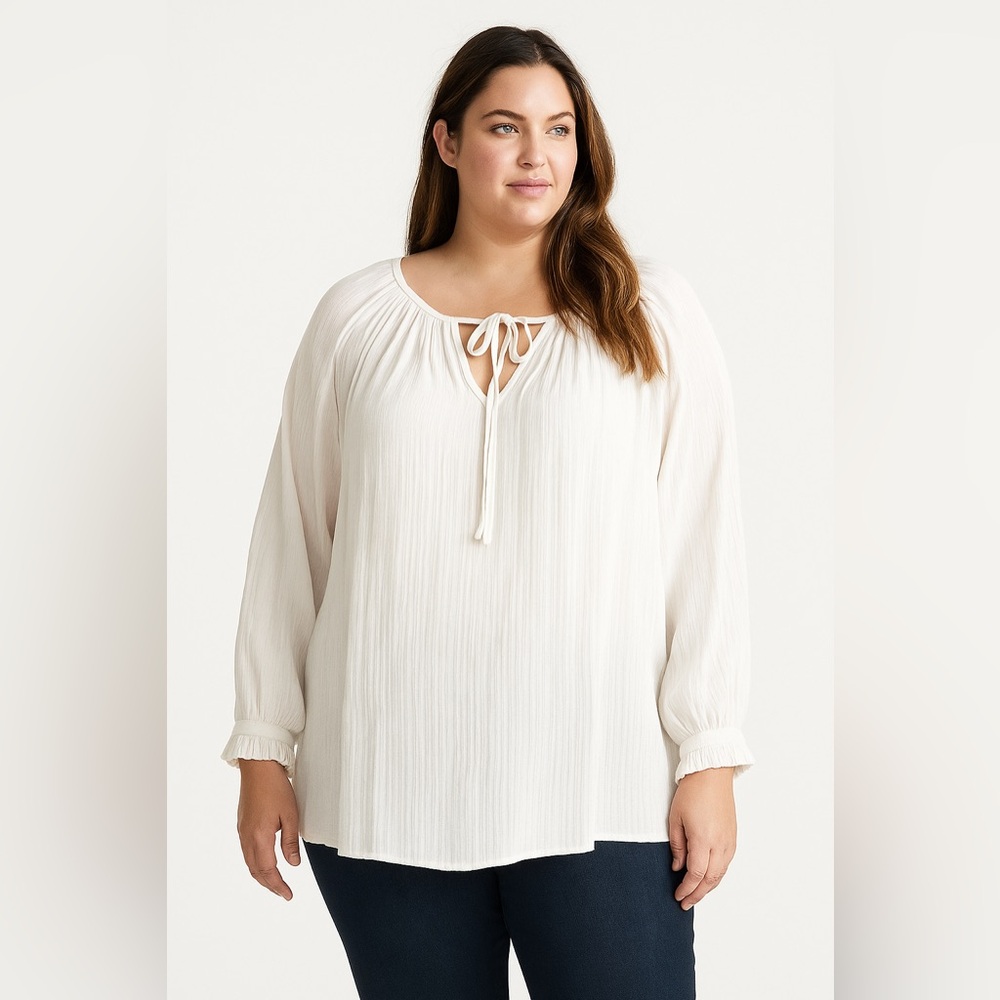 SKIES ARE BLUE Kathleen Striped Long Sleeve Peasant Blouse XL NEW boho chic